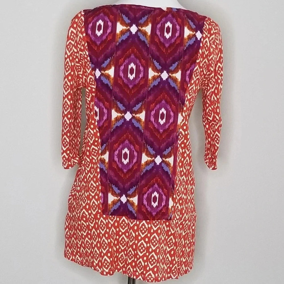 Anthropologie Akemi + Kin Split Neck Ikat Print Top S - Picture 4 of 6